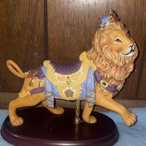 Majestic Lion Figurine with Blue and Gold Accents